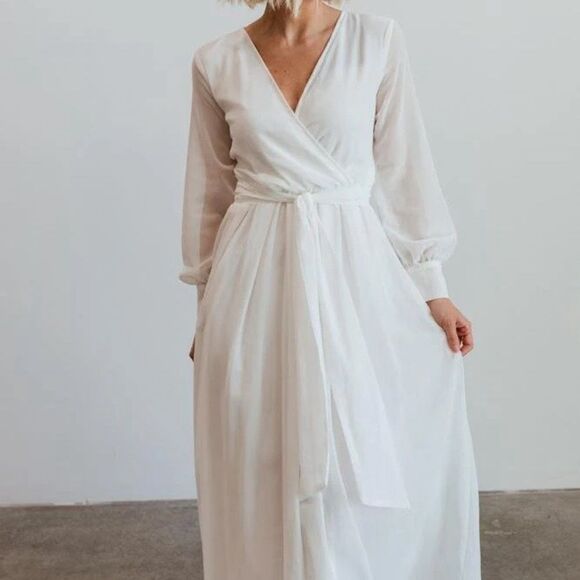 NWT Baltic Born White Chiffon Lydia Maxi Dress Sz XS - Picture 2 of 10